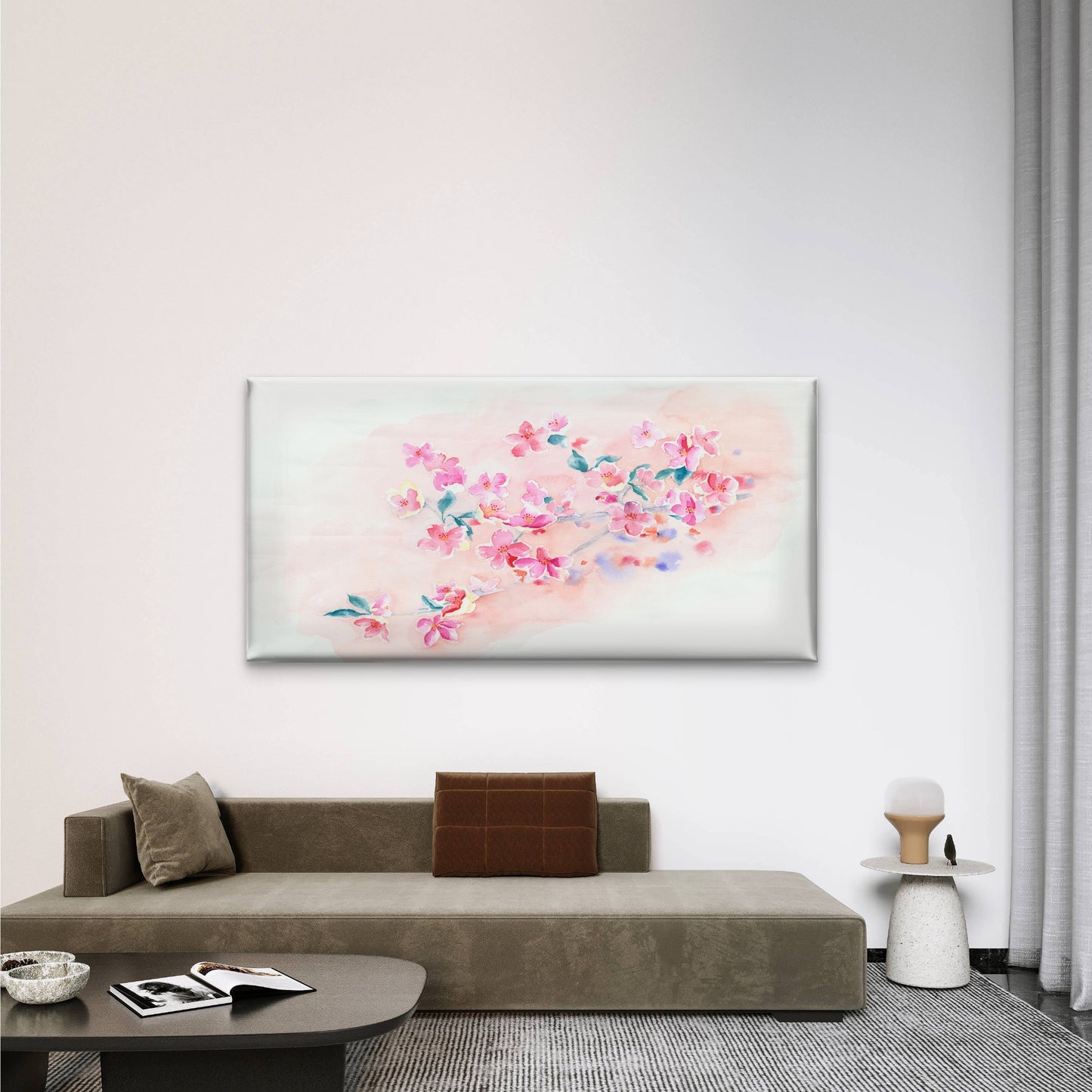 Japanese Pink Cherry Blossom Wall Art Canvas Office Home Room Framed 120x60cm