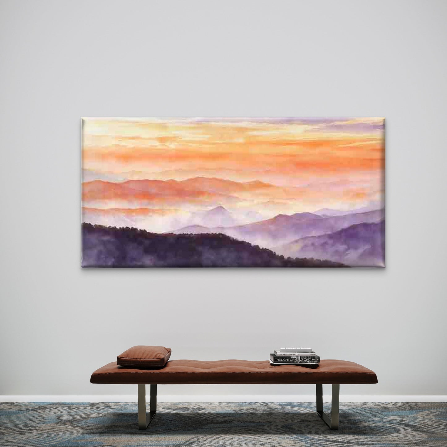 Misty Mountain at Sunset Wall Art Canvas Office Home Room Framed 120x60cm