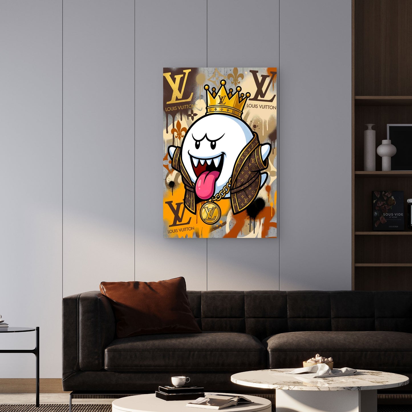 Luxury Street Art Hypebeast Ghost King Gold 40x60cm Metal Print Ready to Hang