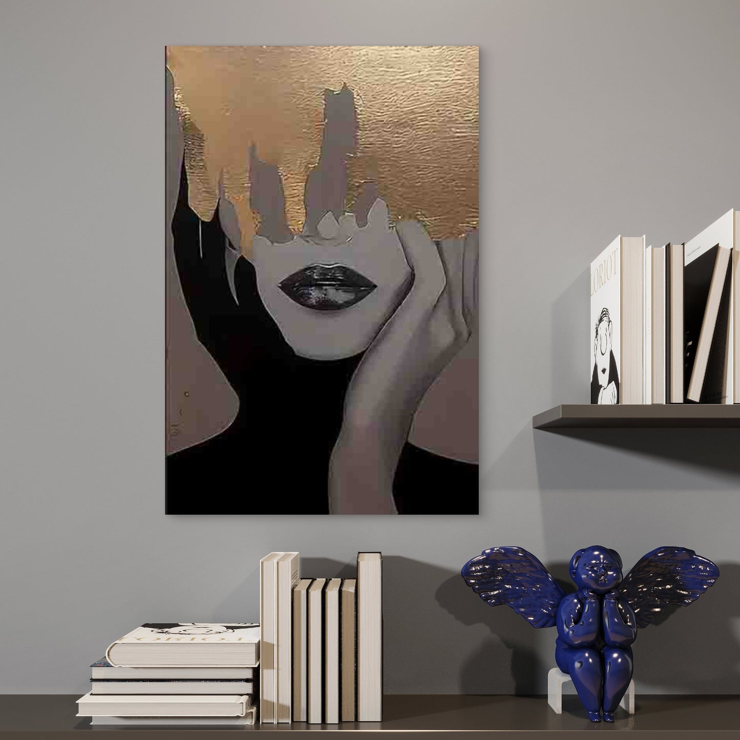 Opulent Golden - Foil Portrait Metal Print Ready to Hang