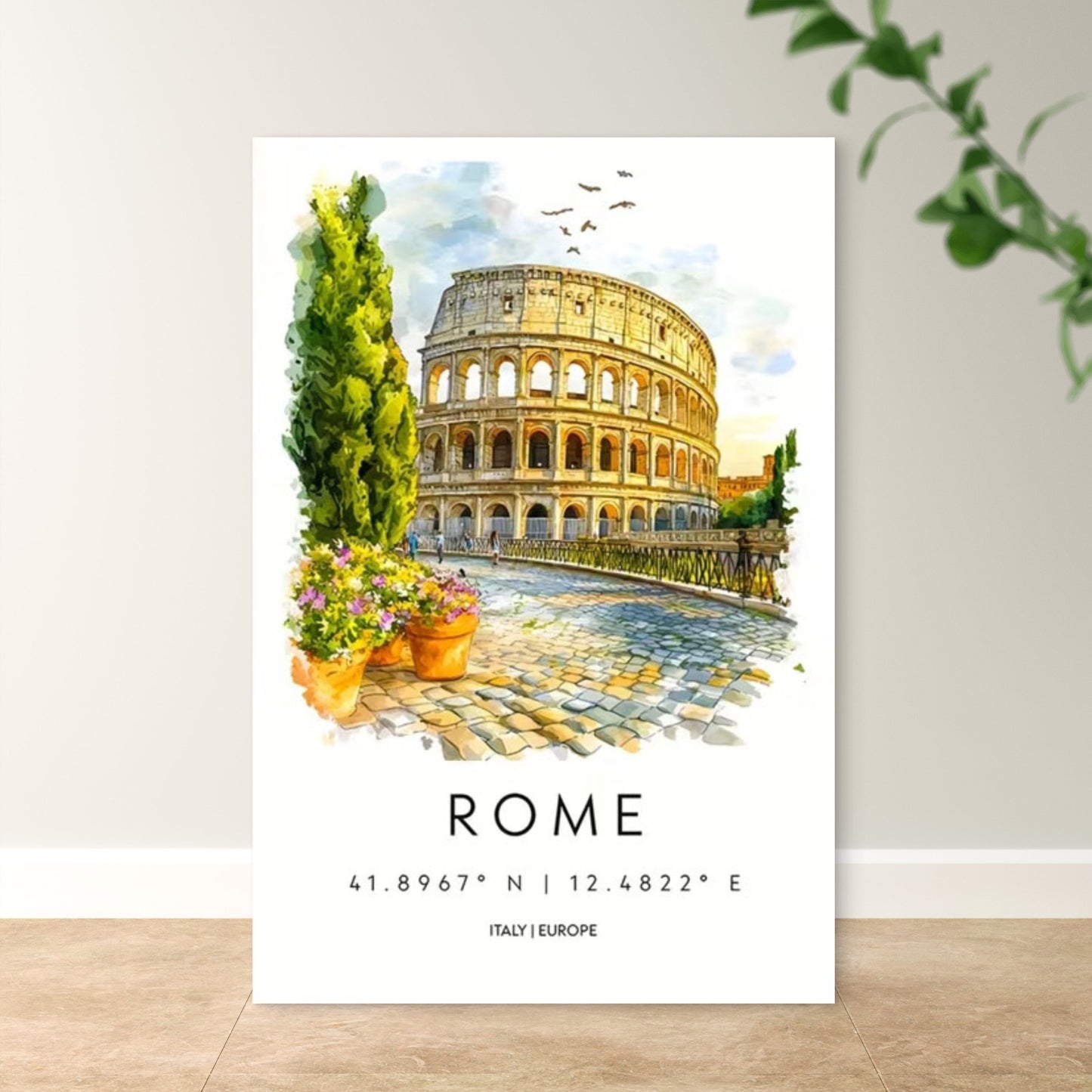Vintage Italian Rome Colosseum Travel Poster Print Wall Art