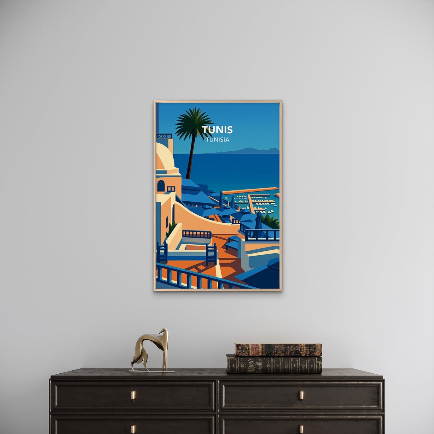 TUNIS TUNISIA Blue Sea Dotted with Boats Travel Poster Print Wall Art