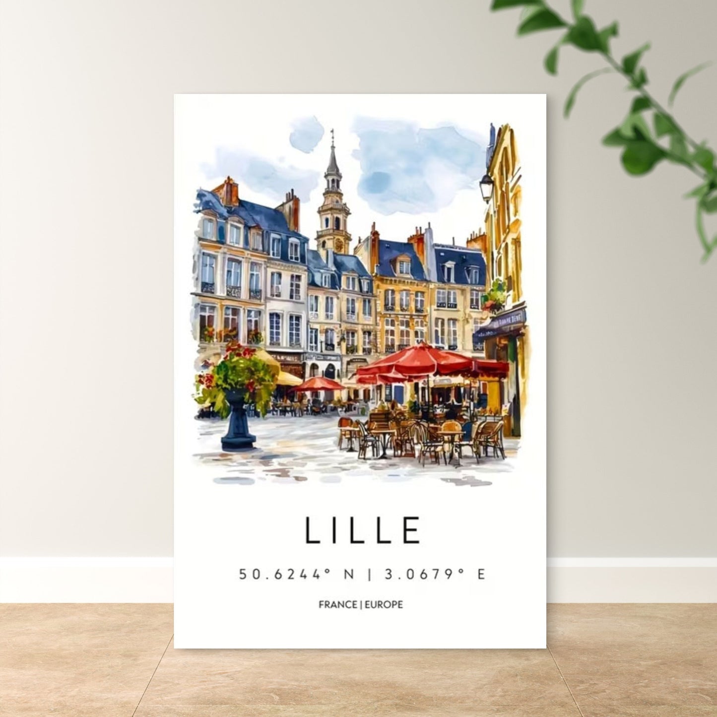 Lille France Europe French Cityscape Travel Poster Print Wall Art