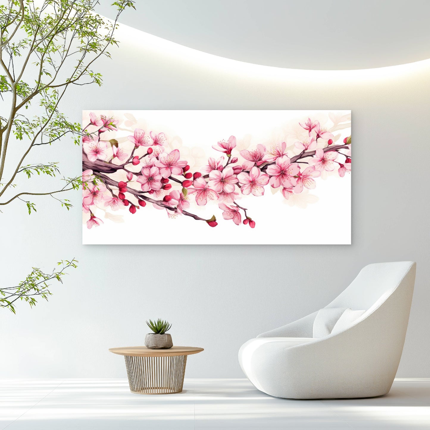 Pink Cherry Blossom Branch Wall Art Canvas Office Home Room Framed 120x60cm