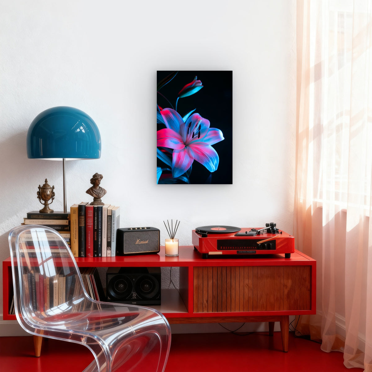 Orchid Flower Against Black Background 40x60cm Metal Print Ready to Hang