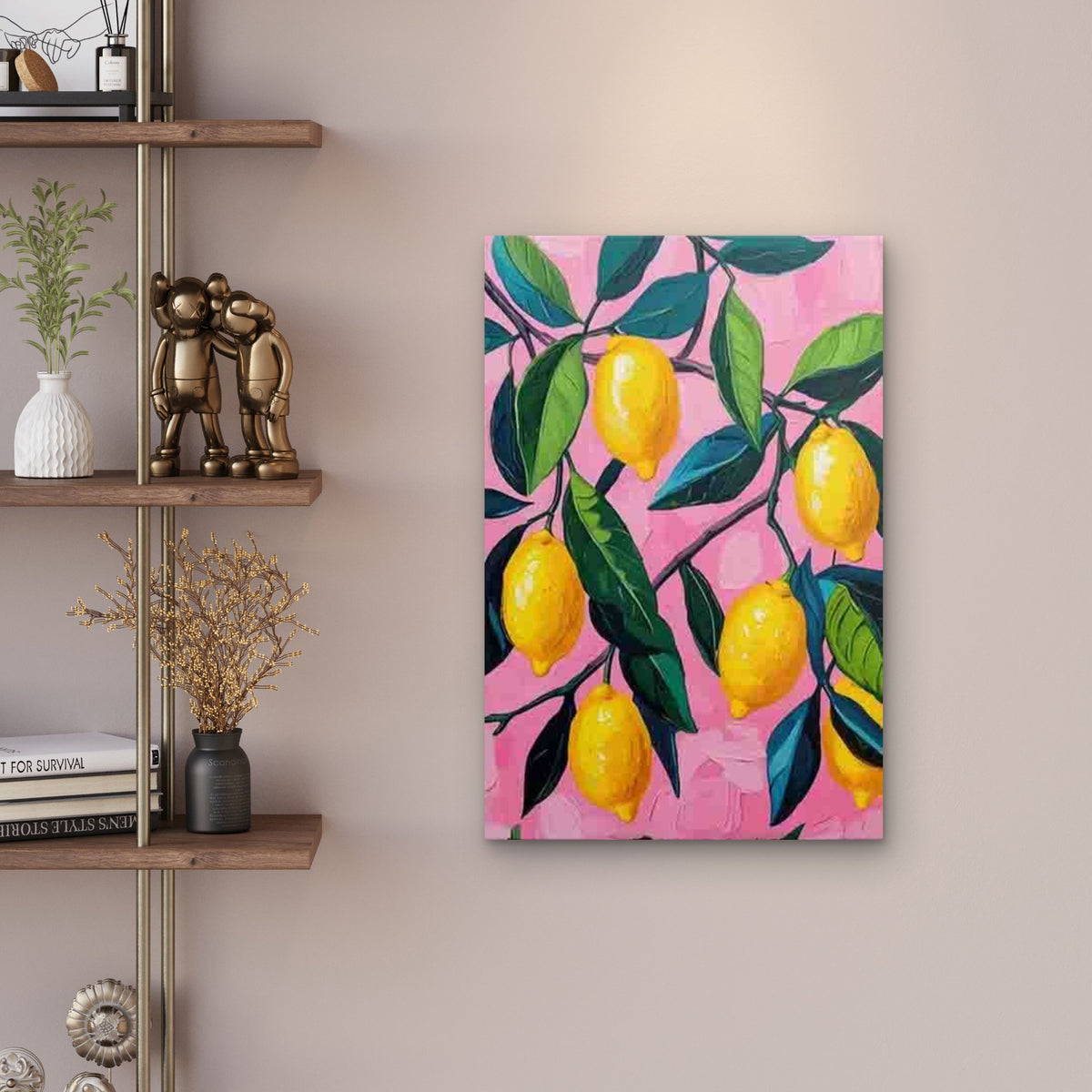 Pink Lemon Branch Metal Print Ready to Hang