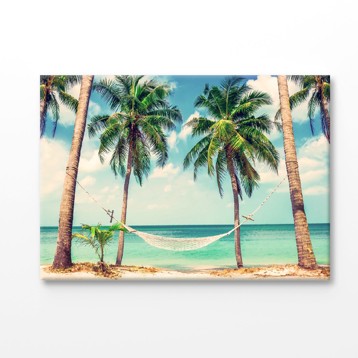 Bella Home Hammock with Palm Trees near Sea Print Canvas Ready to hang