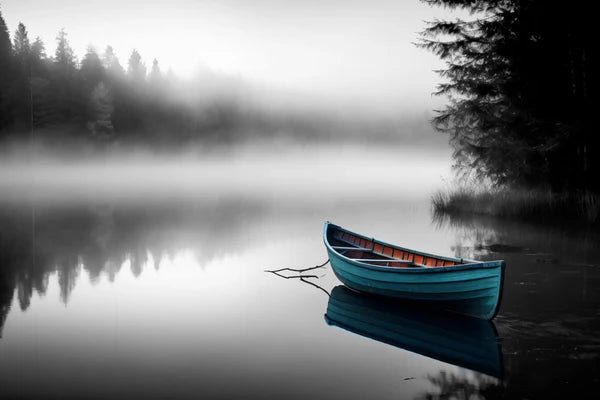 Boat in a Pristine Lake Stunning 90x60cm Print 100% Australian Made - Bella Home Decor