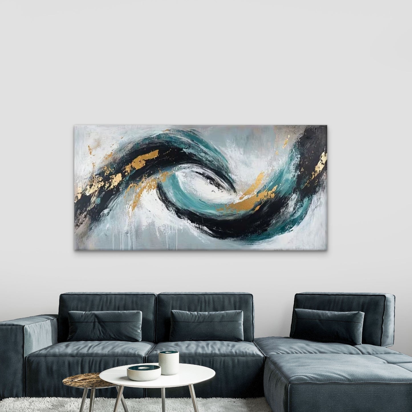 Dynamic Wave Decor Wall Art Canvas Office Home Room Framed 120x60cm