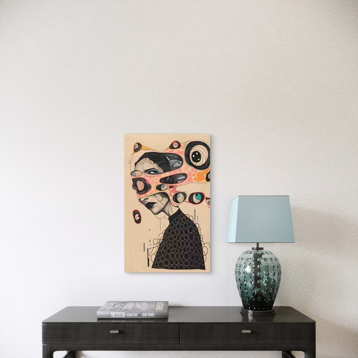Abstract Black Figures & Multicolored Eyes Metal Print Ready to Hang