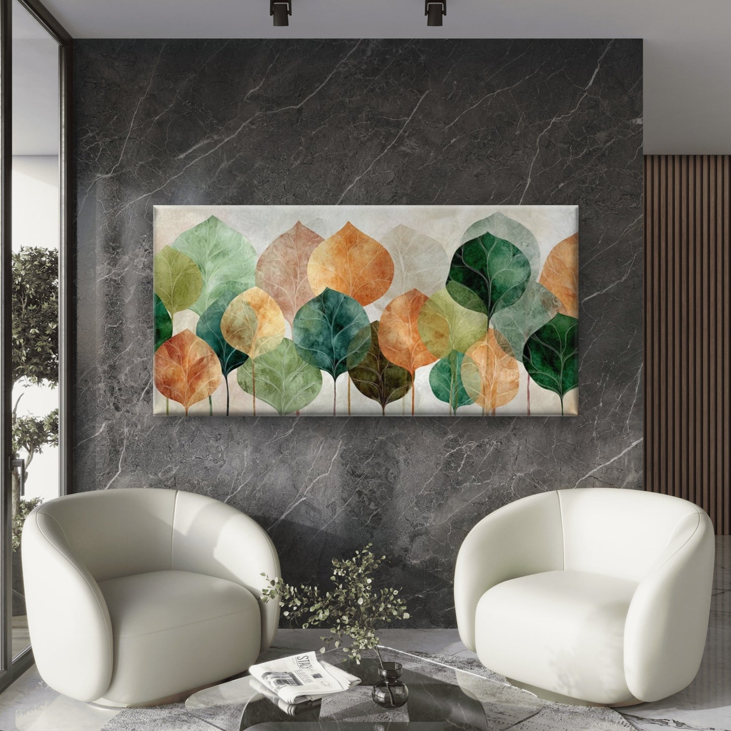 Featuring Autumn Leaves Wall Art Canvas Office Home Room Framed 120x60cm