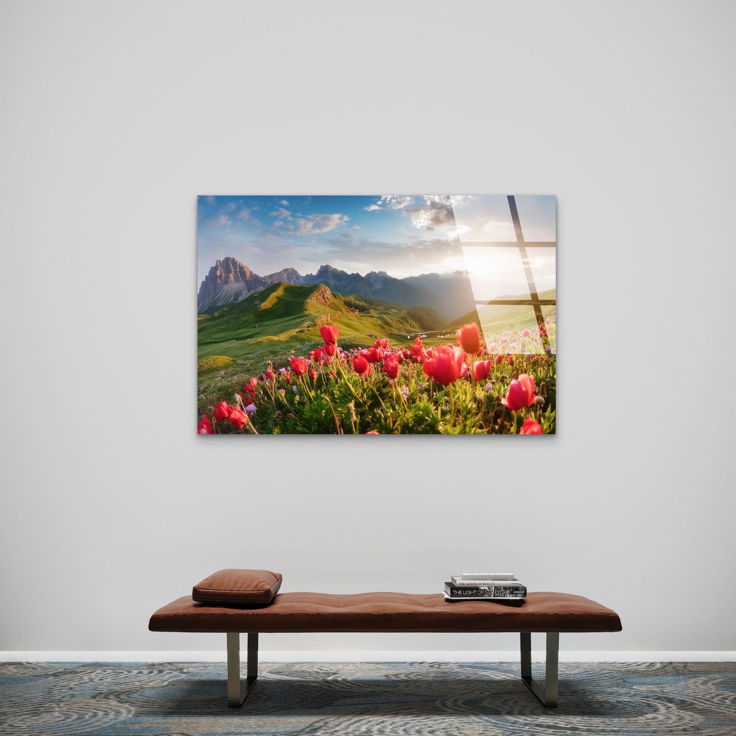 Italian Alps Blooming Meadow Glass Printing Wall Art Australian Made Quality