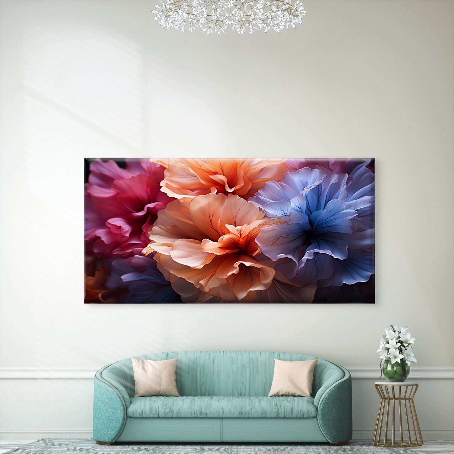 Vibrant Abstract Flower Petals Wall Art Canvas Office Home Room Framed 120x60cm