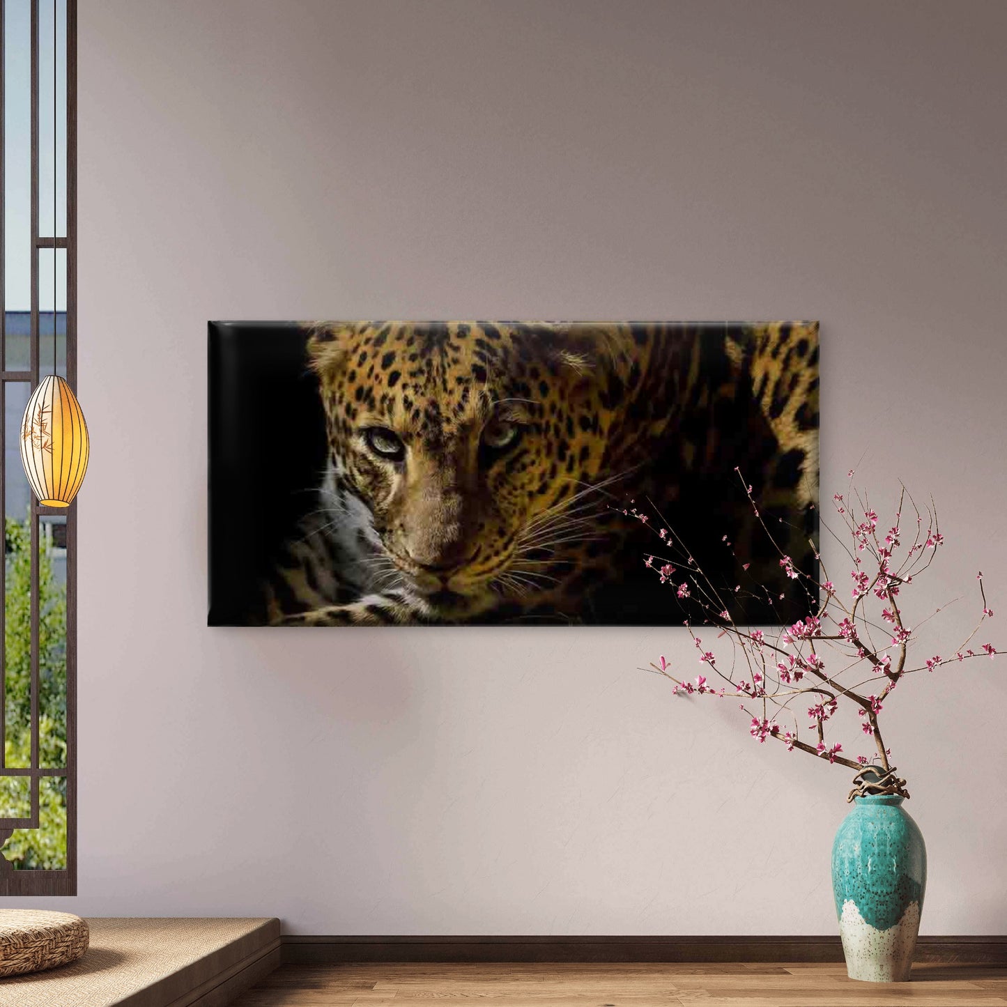 Close-Up Image of a Leopard Wall Art Canvas Office Home Room Framed 120x60cm - Bella Home Decor