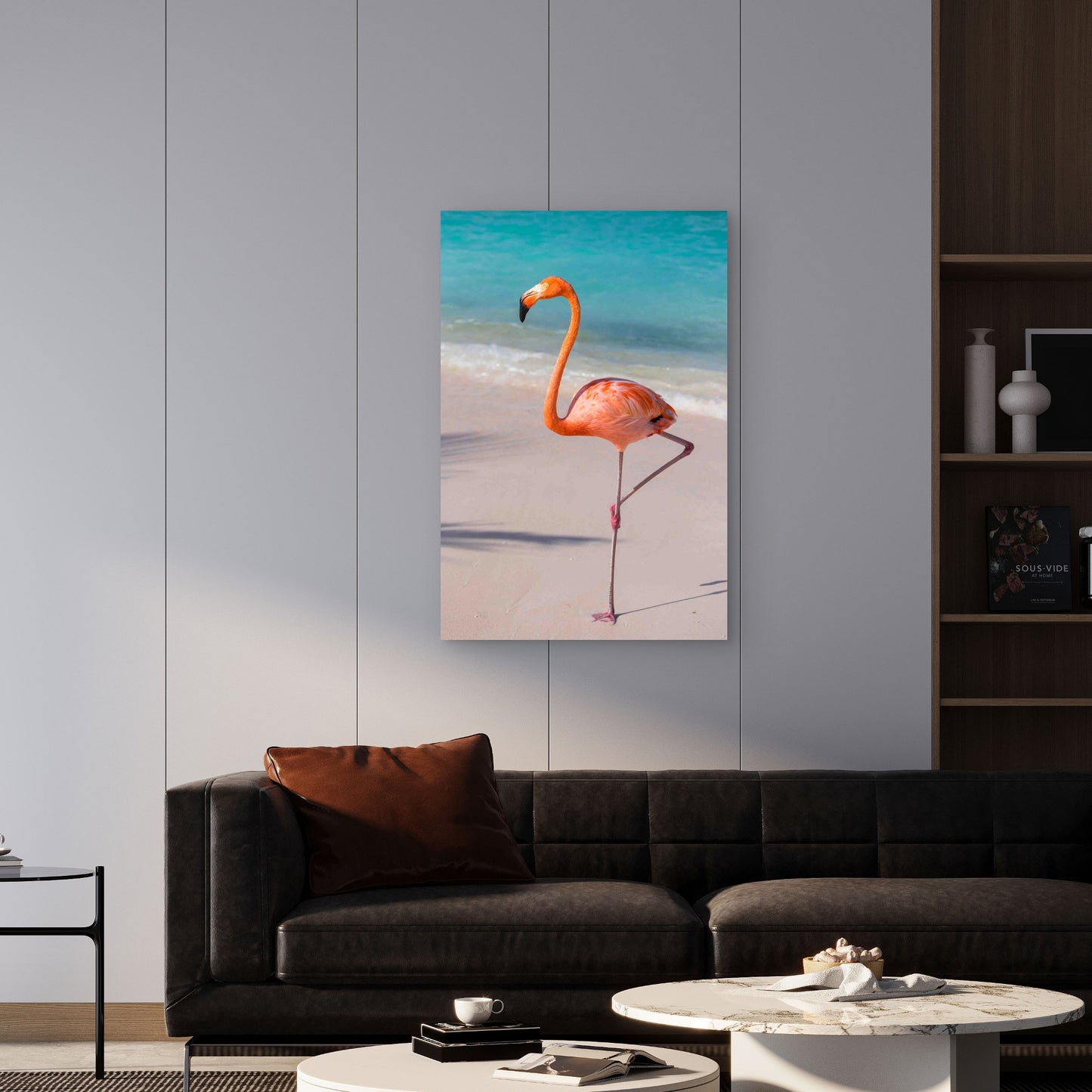 Vibrant Flamingo Gracing the Tropical Coastlin 40x60cm Metal Print Ready to Hang