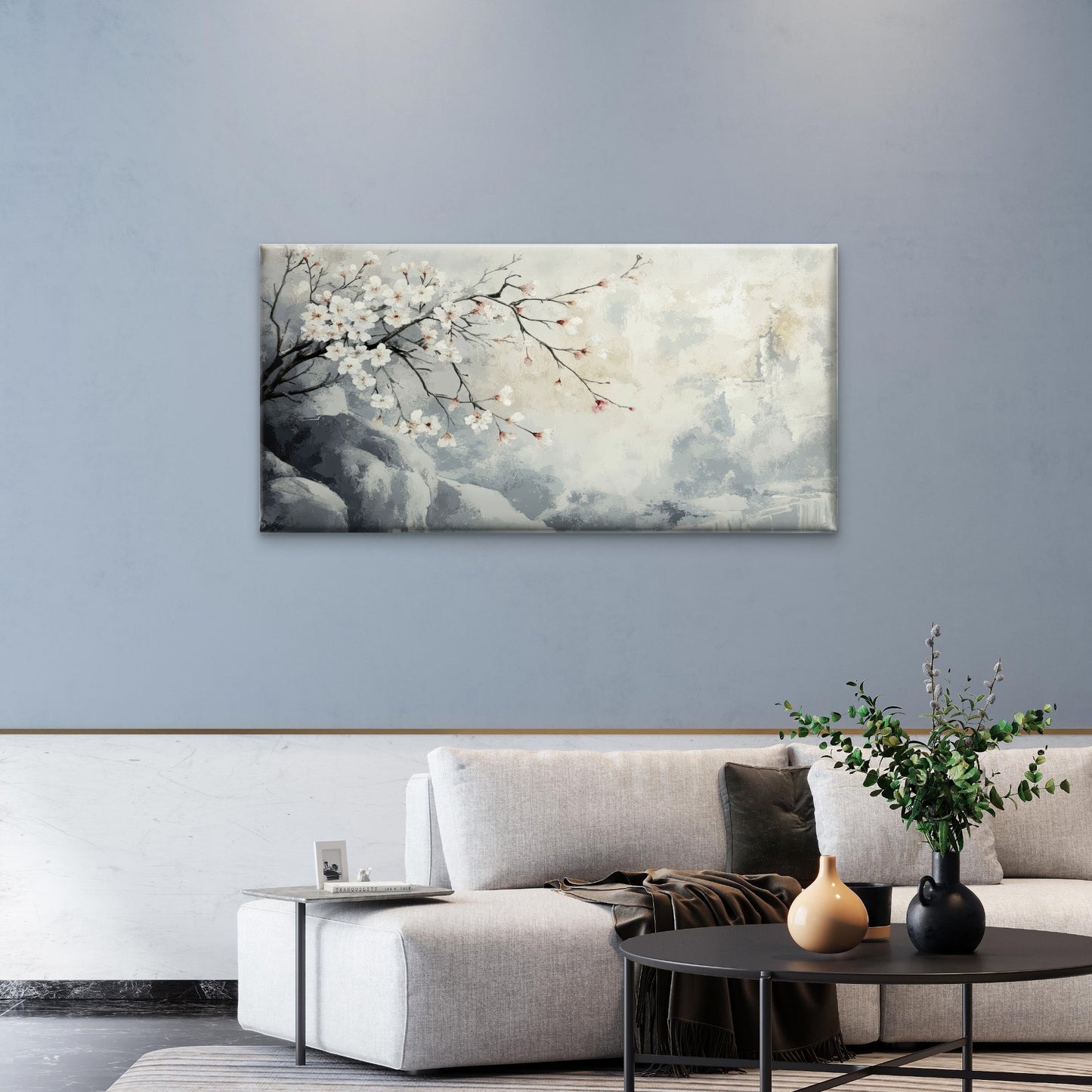 Abstract Japanese Cherry Blossom Wall Art Canvas Office Home Framed 120x60cm