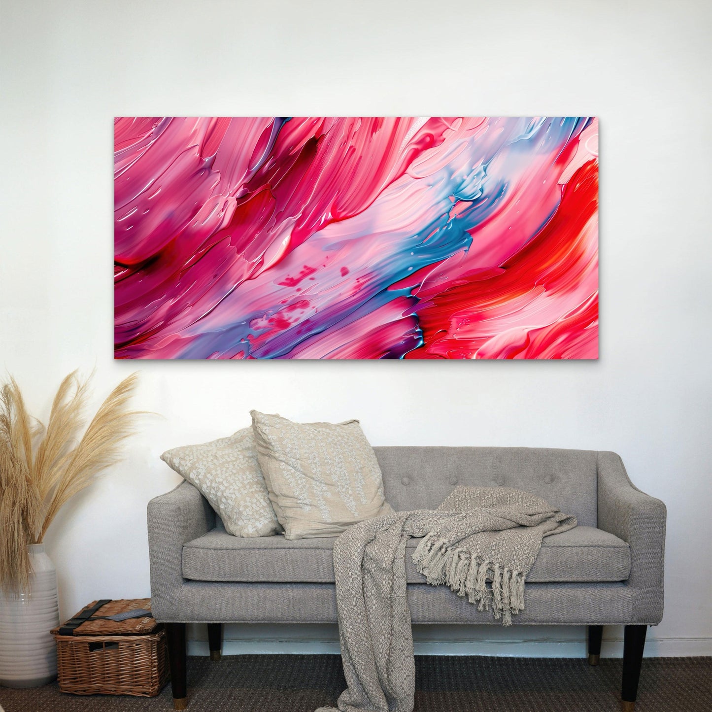 Vibrant Abstract Color Strokes Wall Art Canvas Office Home Room Framed 120x60cm