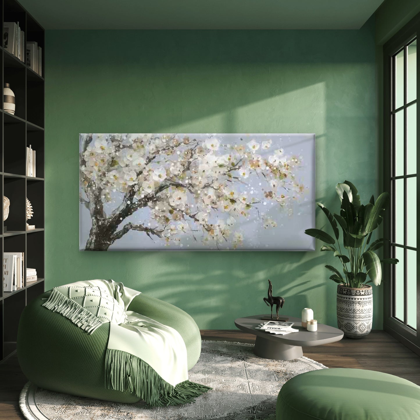 Elegant White Blossom Tree Wall Art Canvas Office Home Room Framed 120x60cm - Bella Home Decor