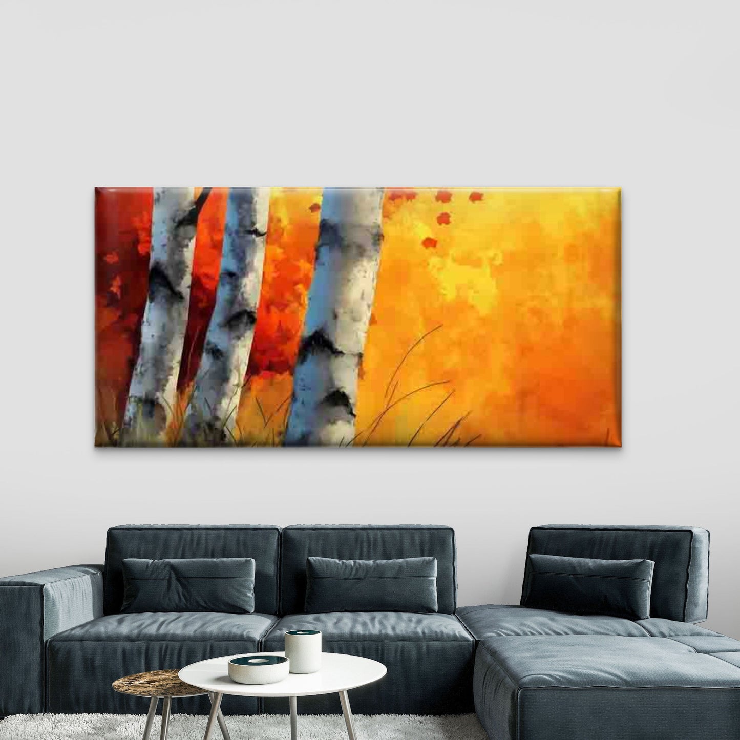 Golden-Yellow White Birch Trunk Wall Art Canvas Office Home Room Framed 120x60cmWall Art Canvas Office Home Room Framed 120x60cm