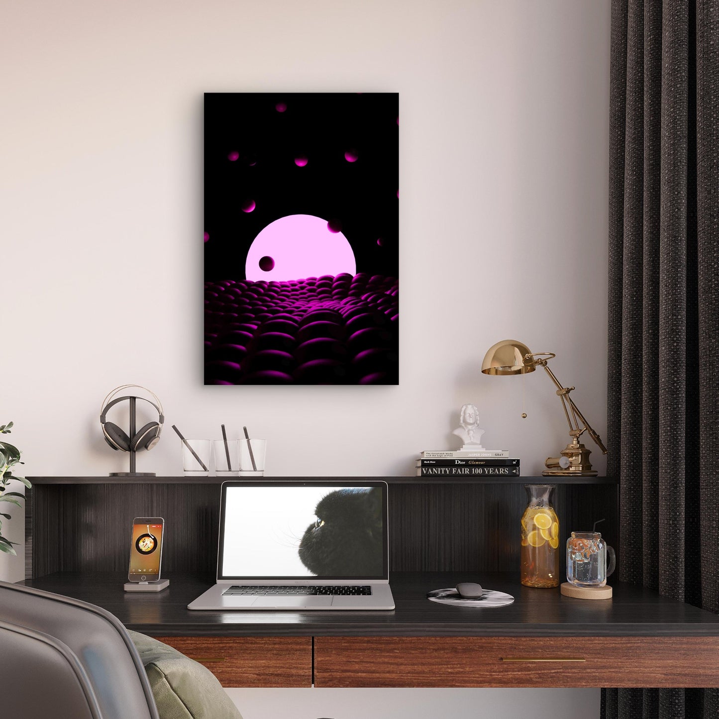 Abstract Neon Ball 40x60cm Metal Print Ready to Hang
