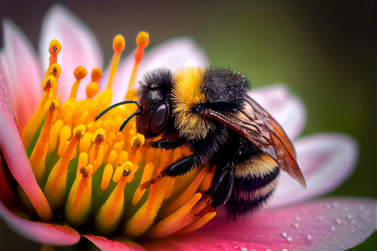 Bumblebee Collects Flower Nectar on a Flower Wall Art Decor 100% Australian Made
