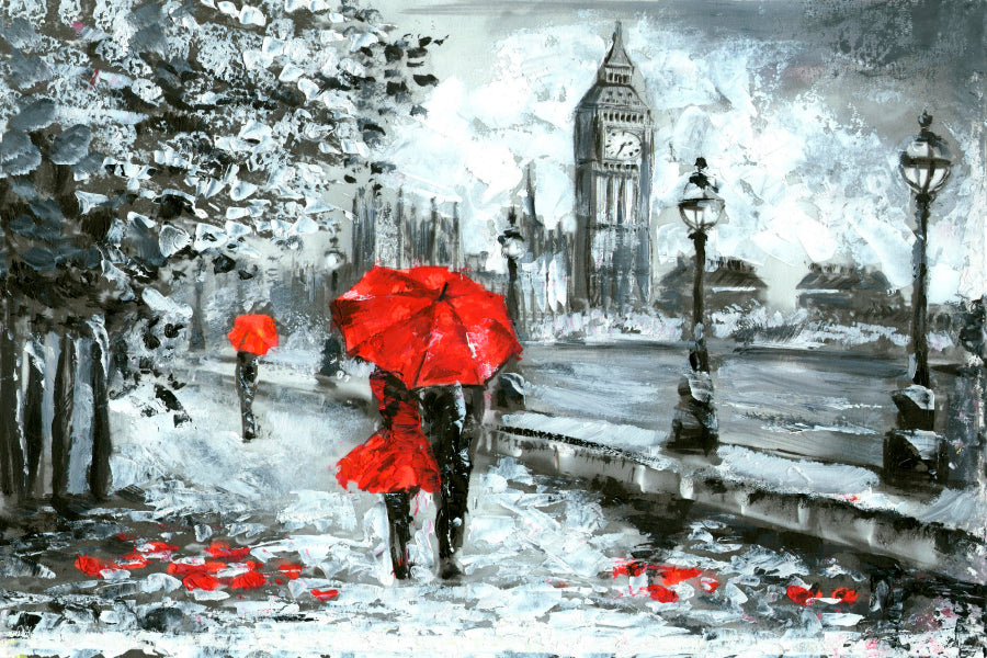 Oil Painting, Street View of London Home Decor Premium Quality Poster Print Choose Your Sizes - Bella Home Decor