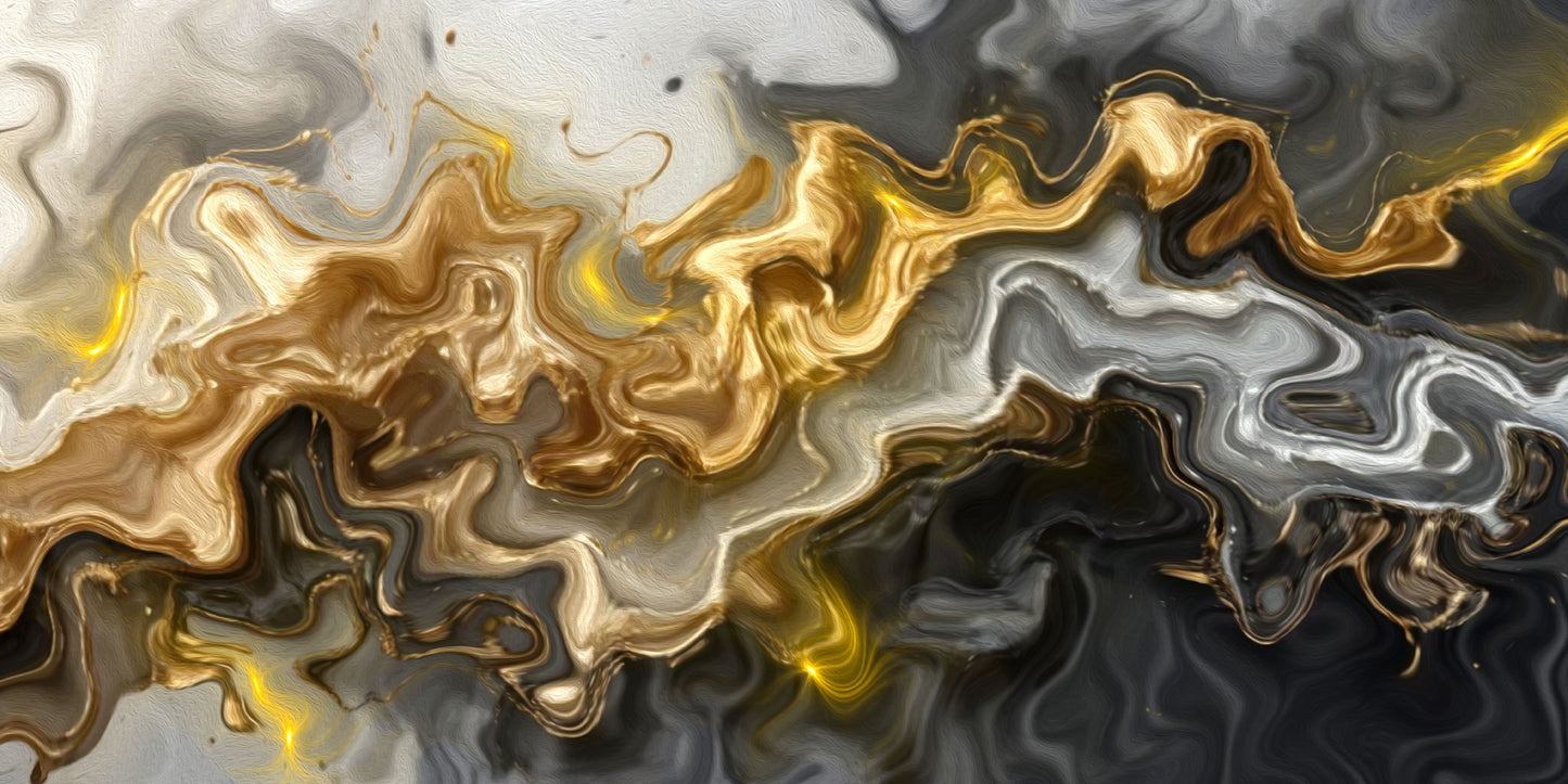 Luxury Black Gold Fluid Marble Wall Art Canvas Office Home Room Framed 120x60cm