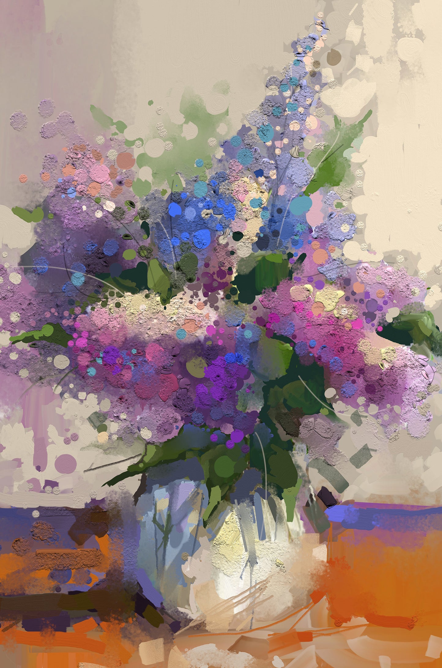 Purple Lilac Flower Painting 60x90cm Metal Print Ready to Hang