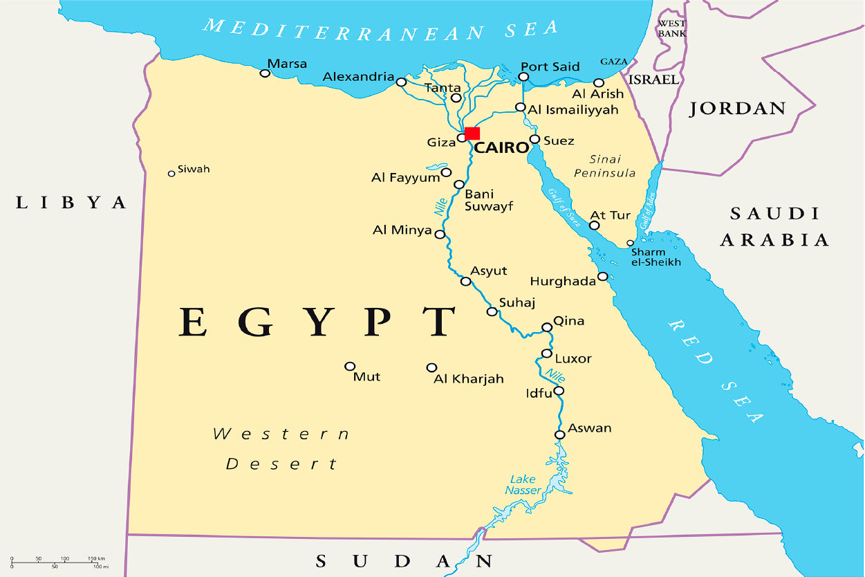 Map of Egypt Home Decor Premium Quality Poster Print Choose Your Sizes - Bella Home Decor