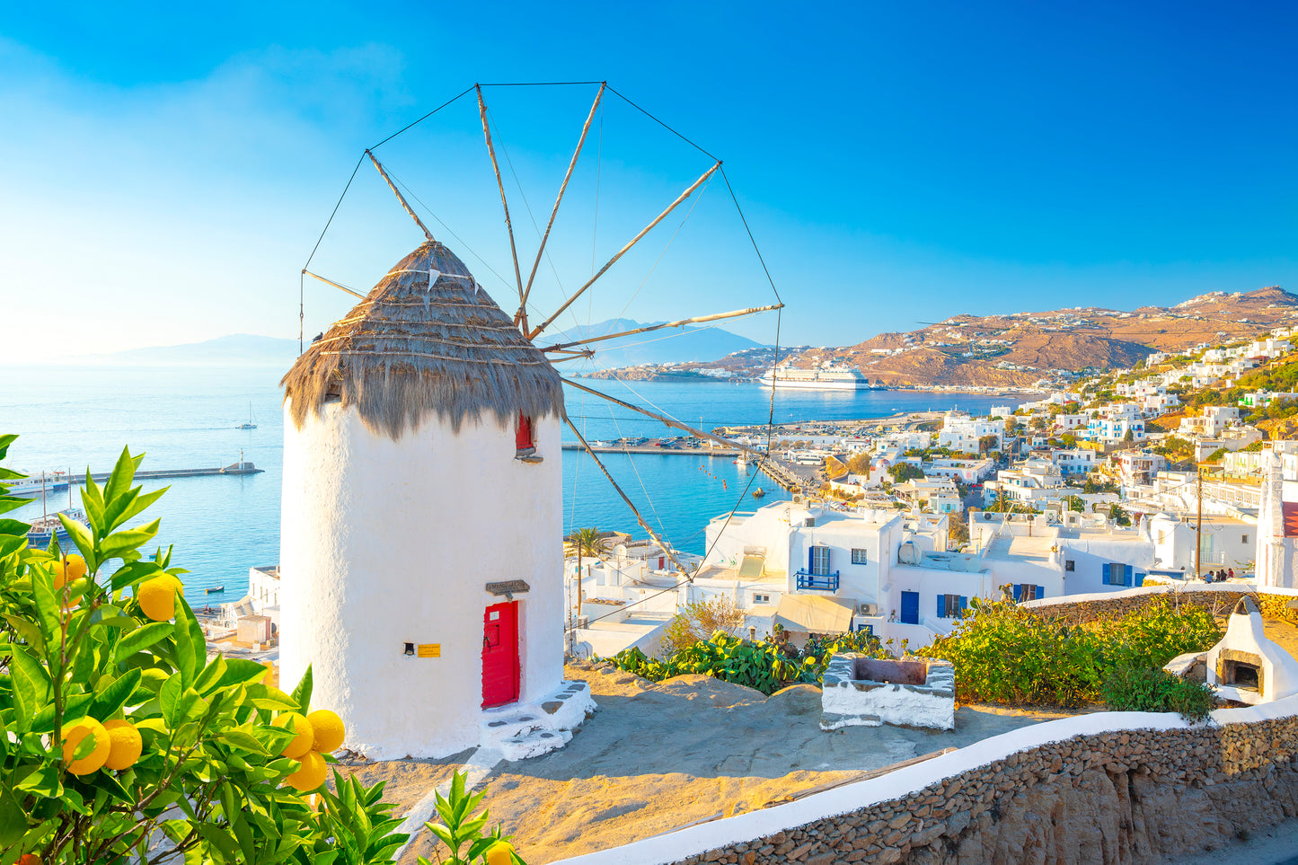 Mykonos Windmills Town of Chora in Mykonos Greece Wall Art Decor 100% Australian Made - Bella Home Decor
