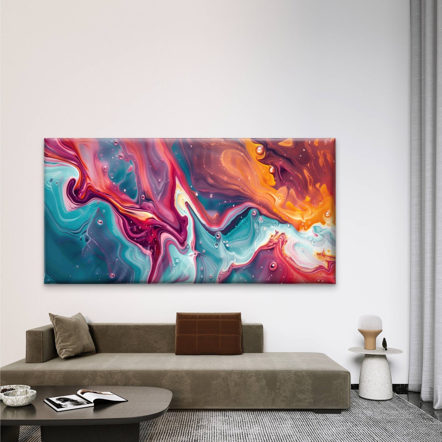 Abstract Painting Multicolor Wall Art Canvas Office Home Room Framed 120x60cm