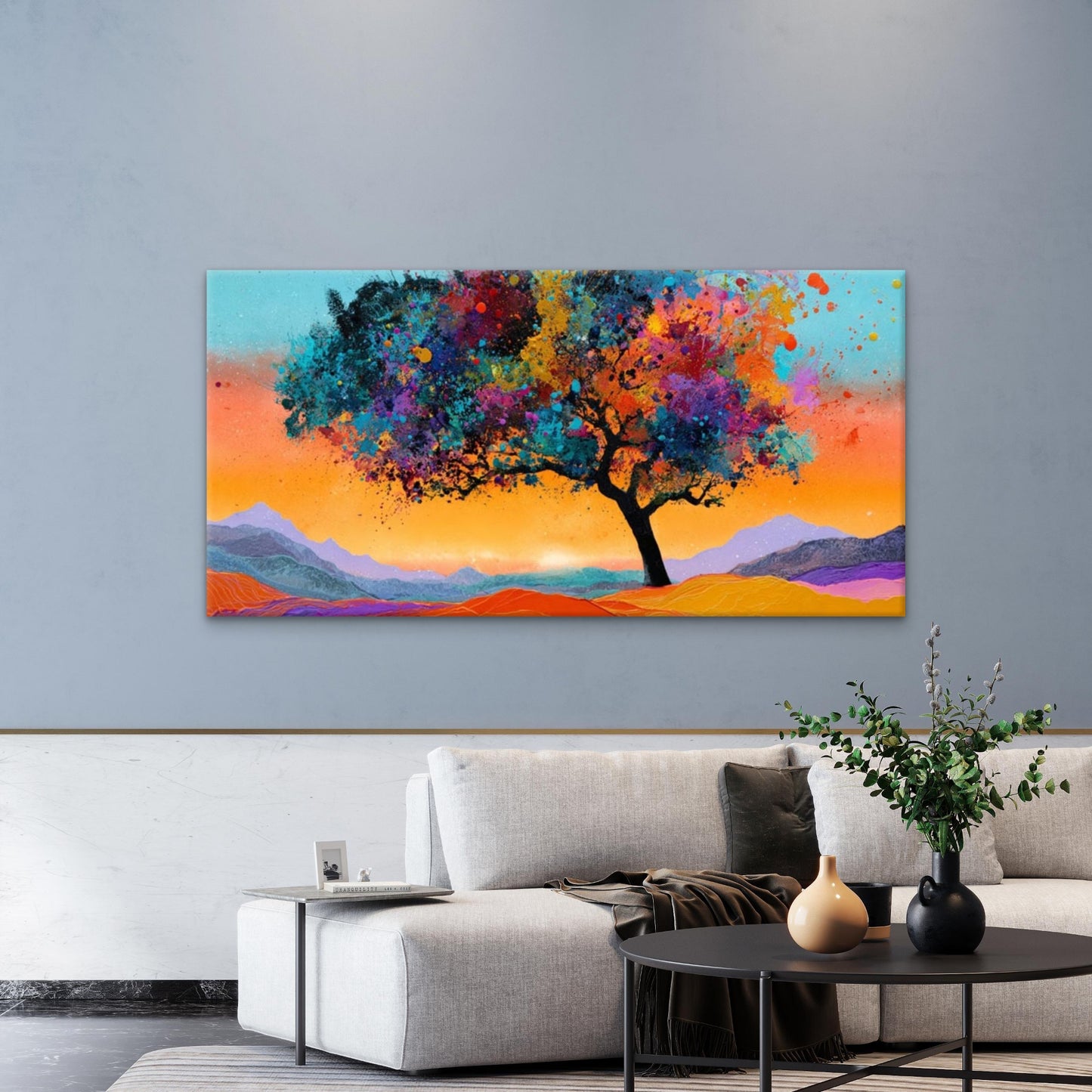 Abstract Multicolor Tree of Lif Wall Art Canvas Office Home Room Framed 120x60cm
