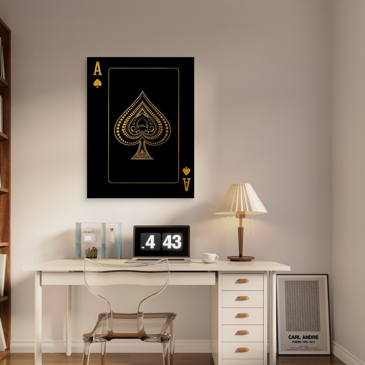 Golden Ace Of Spades 40x60cm Metal Print Ready to Hang