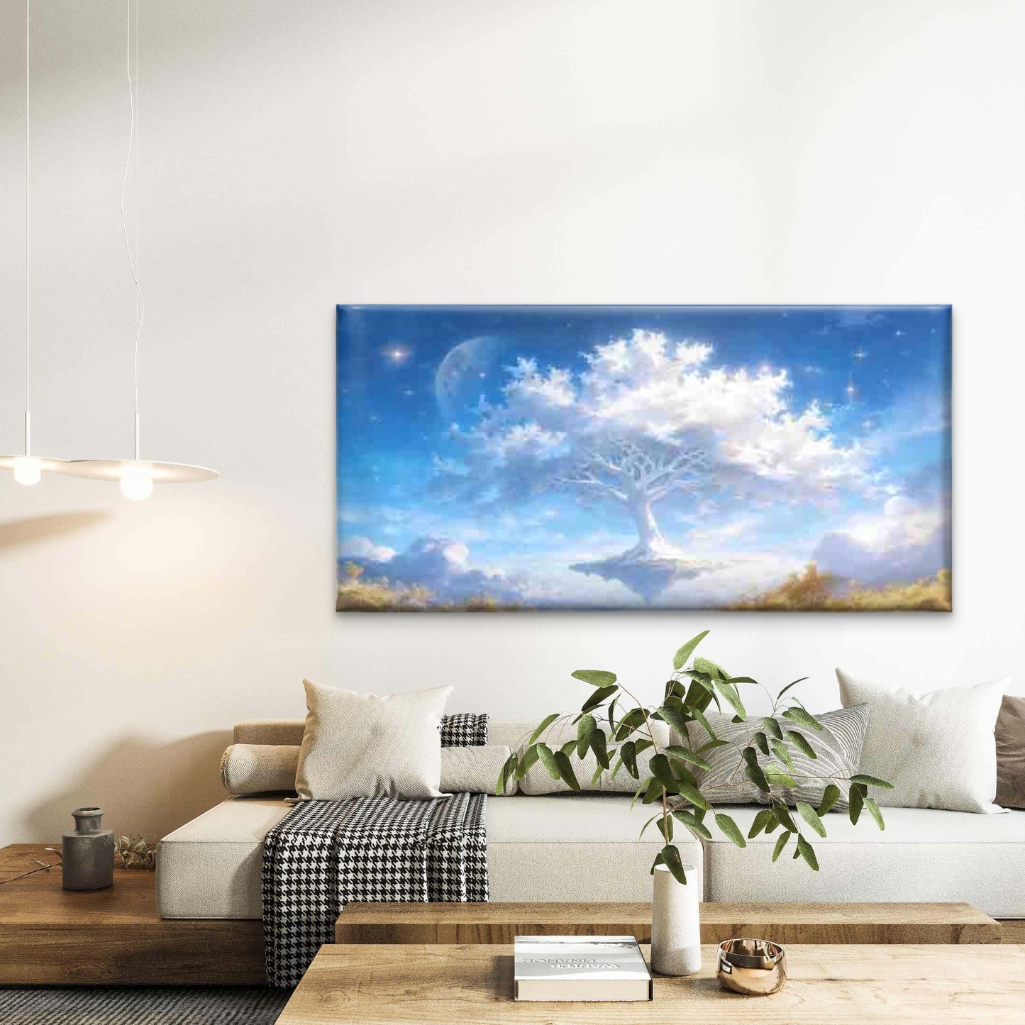 Fantasy Sky with Floating Tree Wall Art Canvas Office Home Room Framed 120x60cm - Bella Home Decor