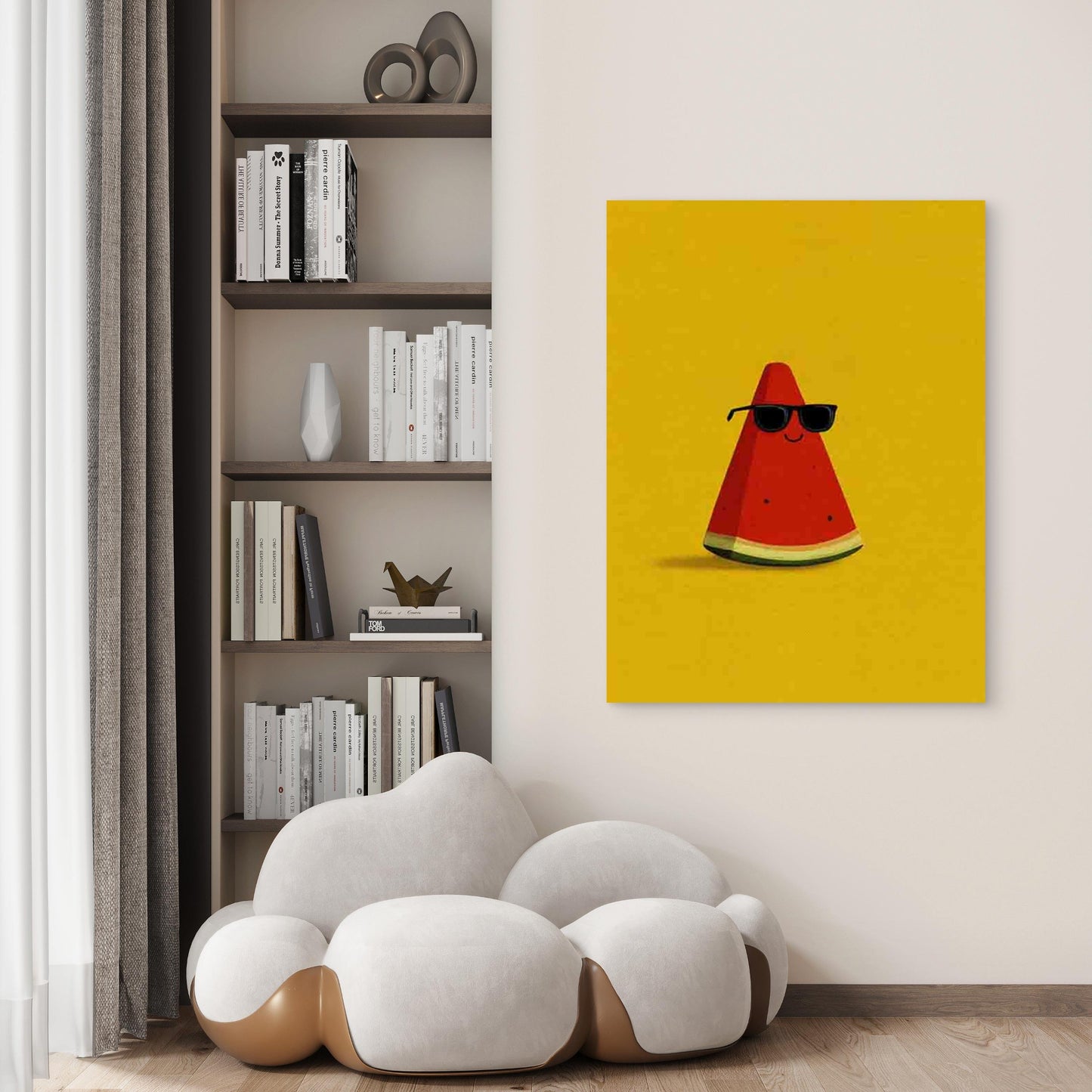 Watermelon Slice in a Modern Retro Style 40x60cm Metal Print Ready to Hang