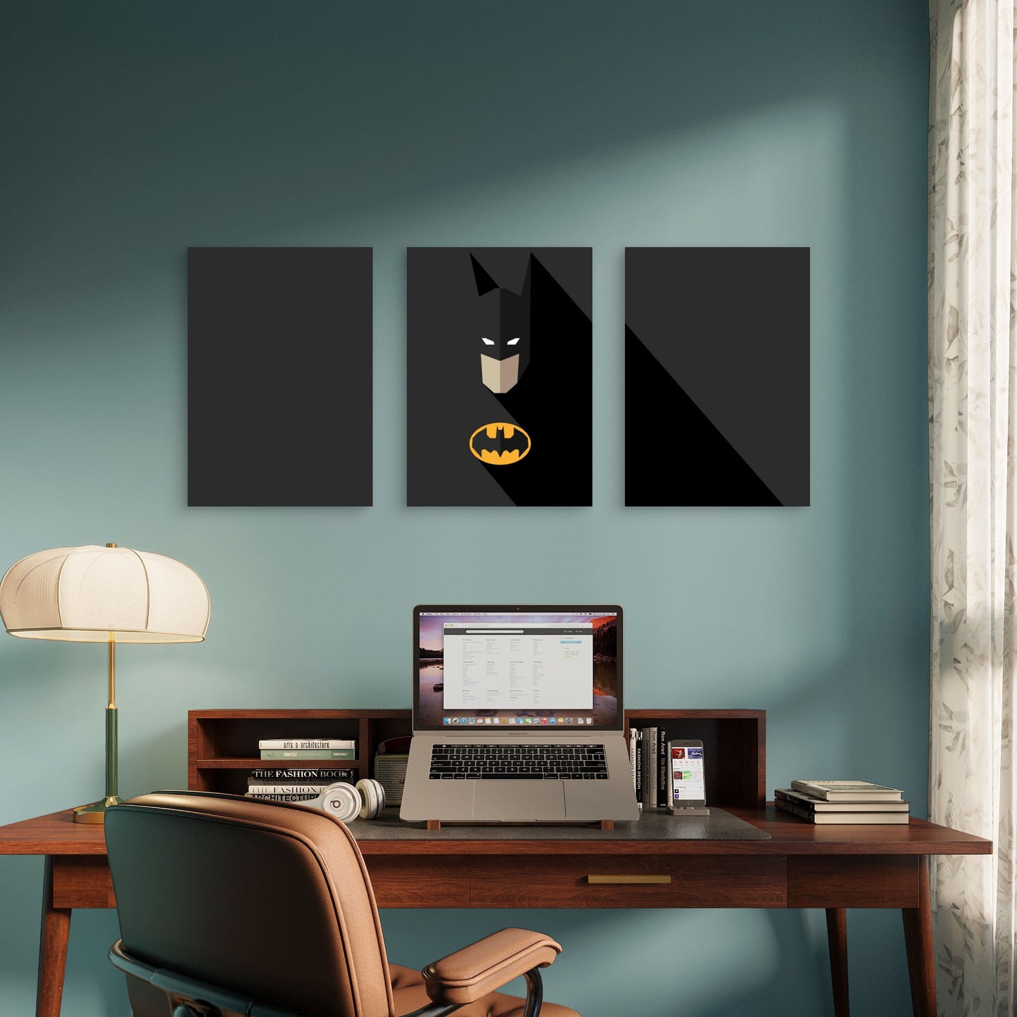 3pcs Yellow Shield Long Shadow Metal Print Ready to Hang Art