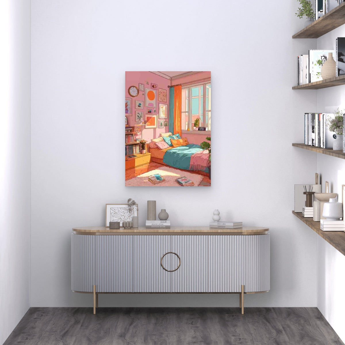 Trendy Preppy Orange Teal Dopamine Metal Print Ready to Hang
