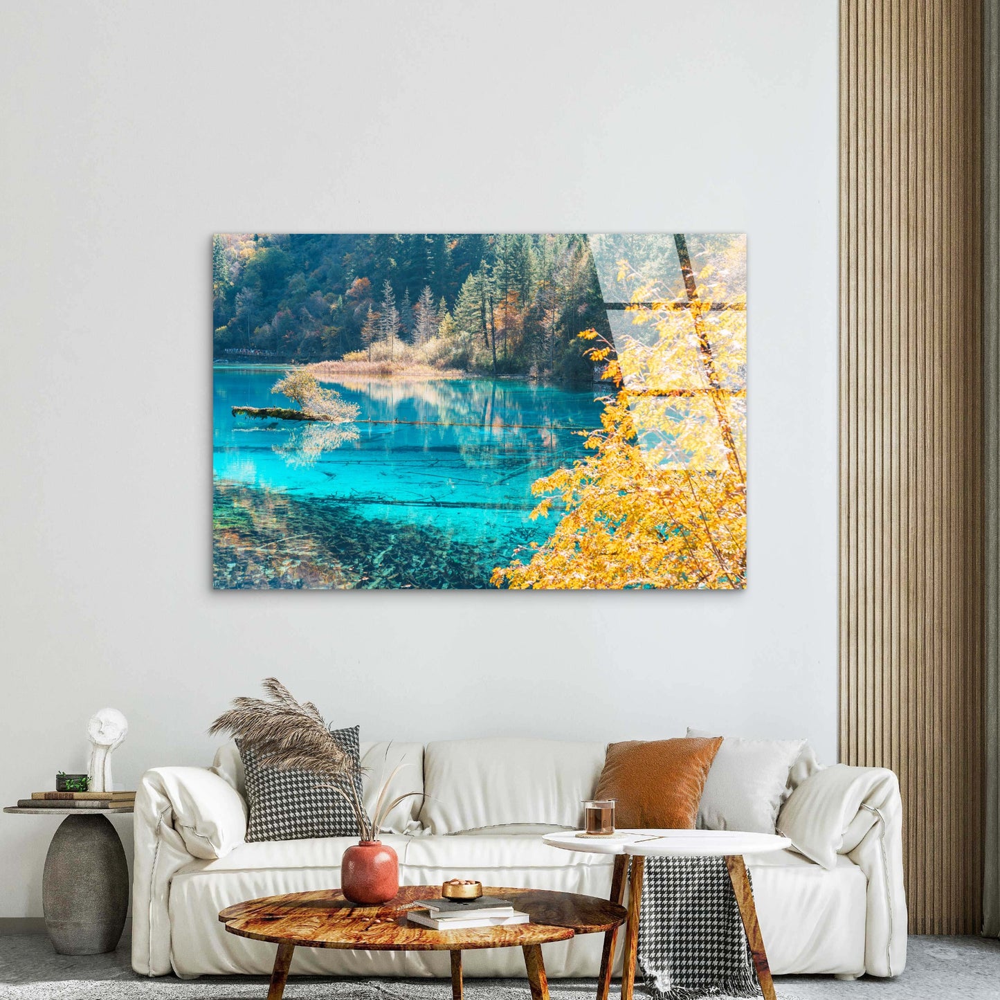 Turquoise Lake Autumn Forest Nature Acrylic Glass Printing Wall Art Australian Made Quality