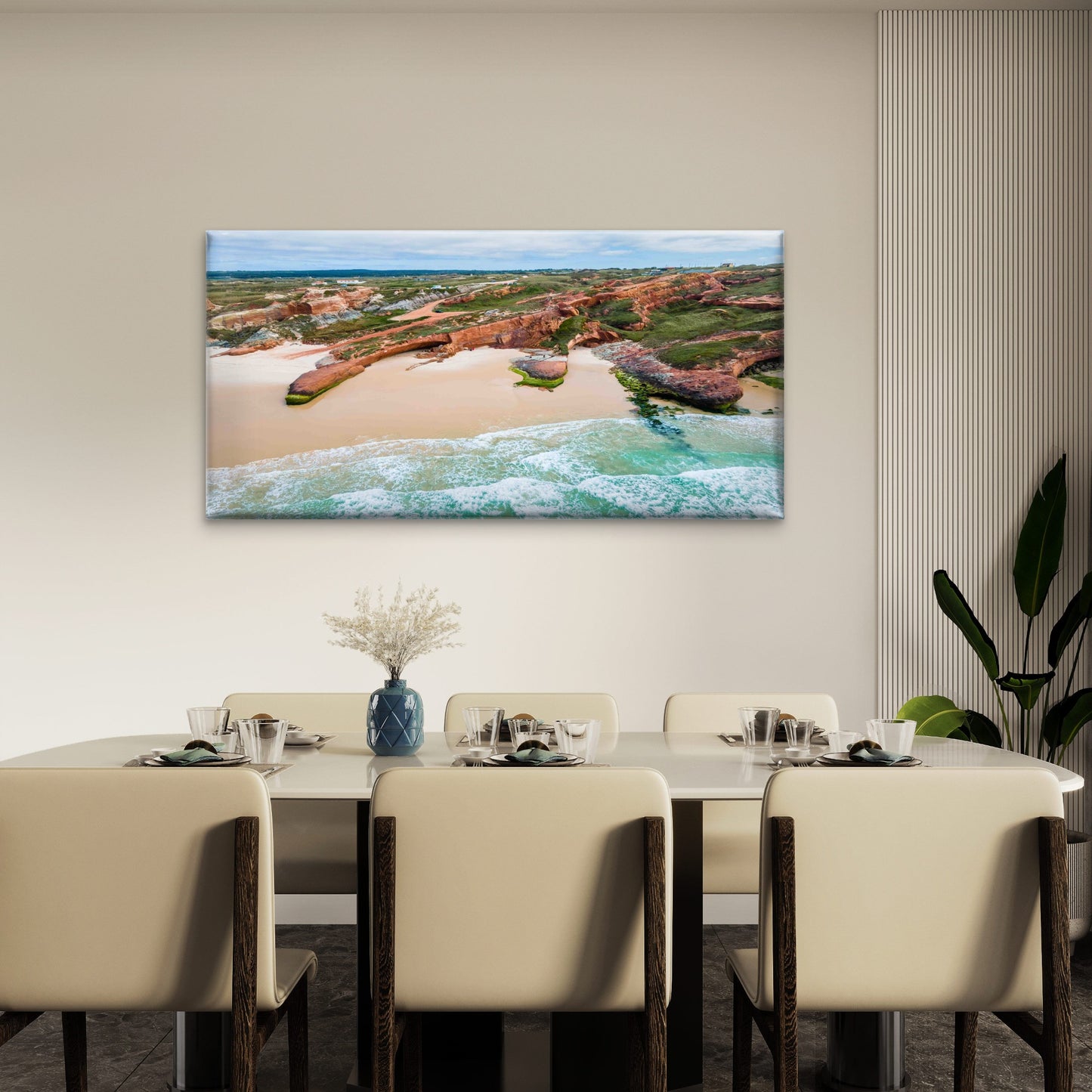 Aerial View Beautiful Ocean Wall Art Canvas Office Home Room Framed 120x60cm