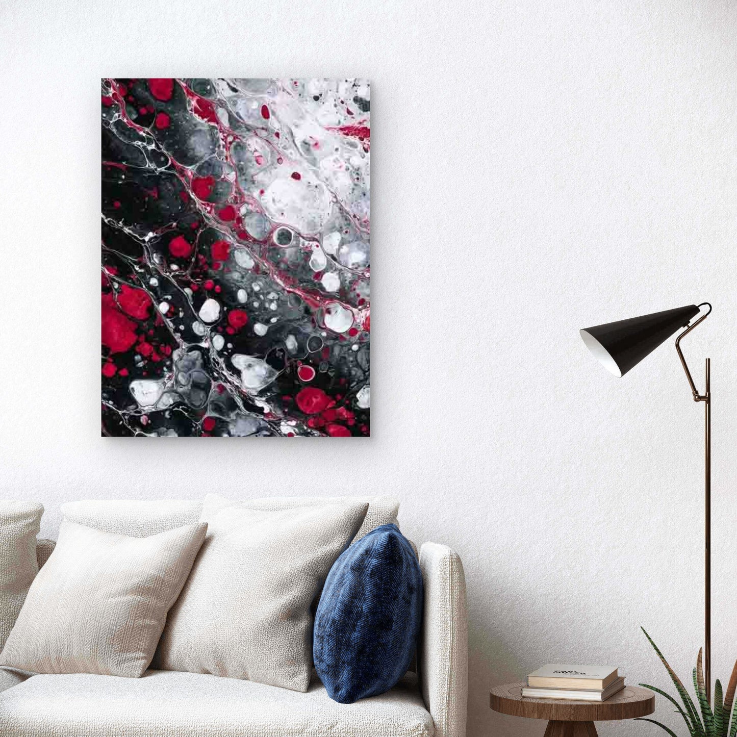 Manga Style Marble Art, Modern Abstract 40x60cm Metal Print Ready to Hang