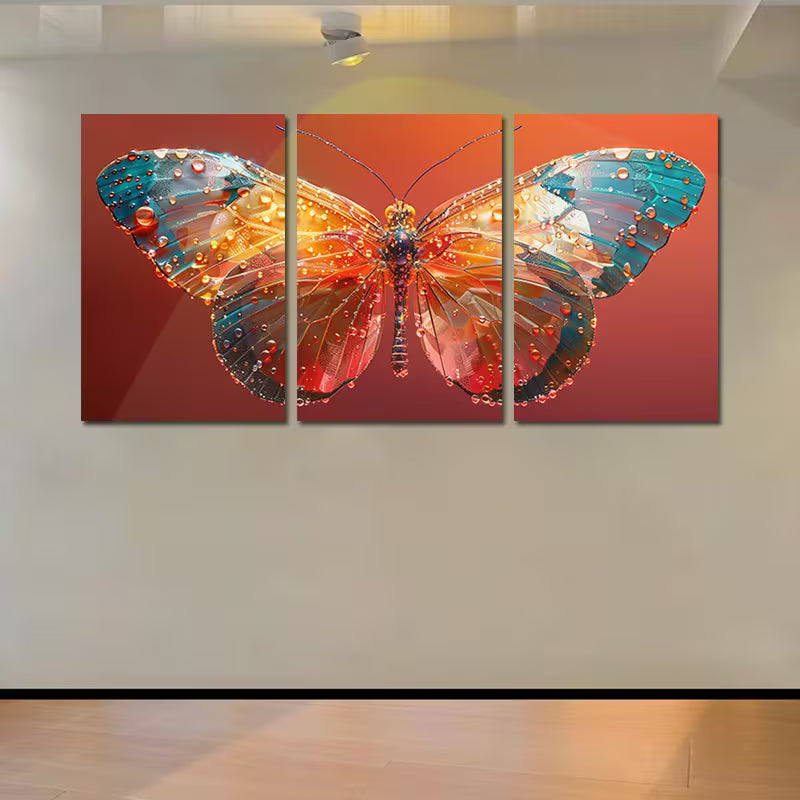 3pcs Luxurious Crystal Butterfly Wall Art Set Canvas Framed 40x60cm - High Quality Print 100% Australian Made Wall Canvas Ready to Hang