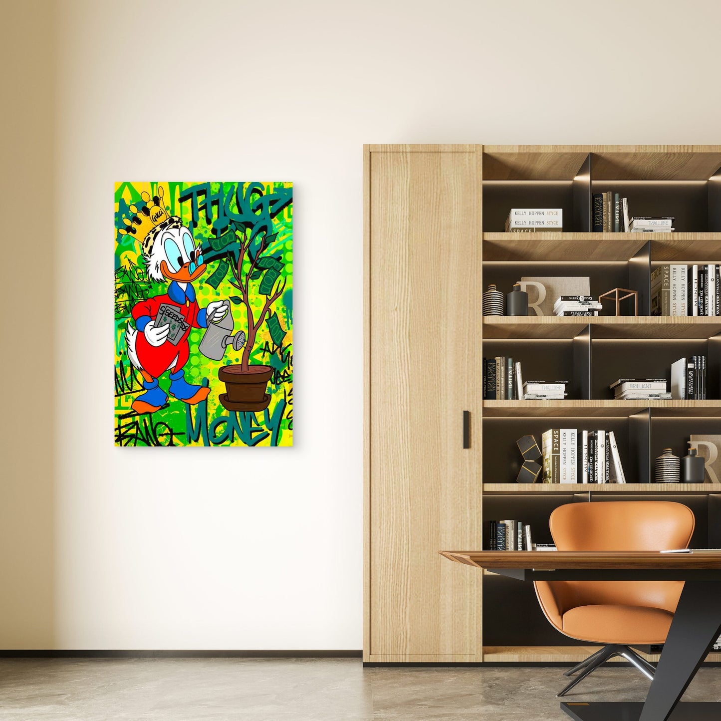 Royal Duck Growing Wealth Graffiti Art 40x60cm Metal Print Ready to Hang
