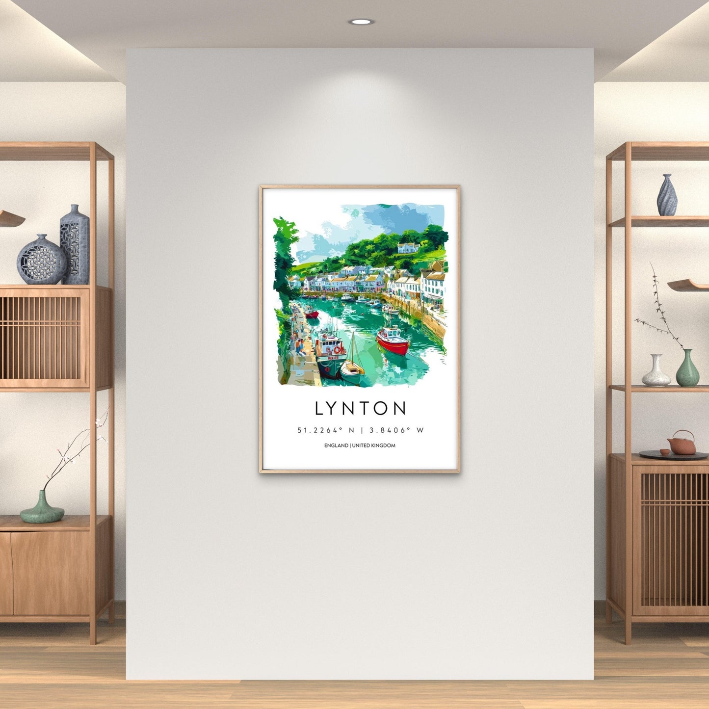 Lynton Harbor Scene In England Travel Poster Print Wall Art