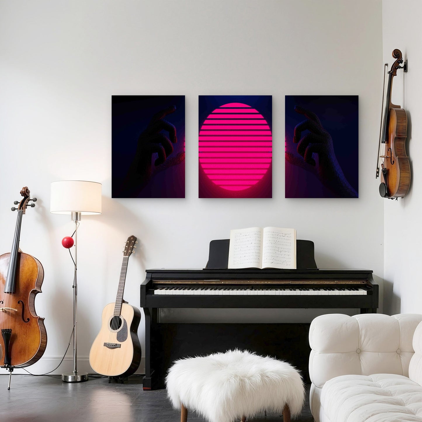 3pcs Illustration Rendering Futuristic Cyberpunk Metal Print Ready to Hang Art