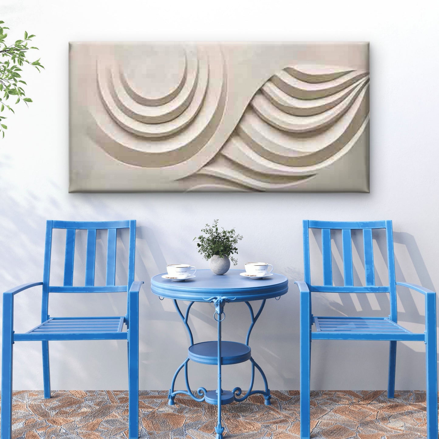 Curved Sculpture Abstract Paint Wall Art Canvas Office Home Room Framed 120x60cm