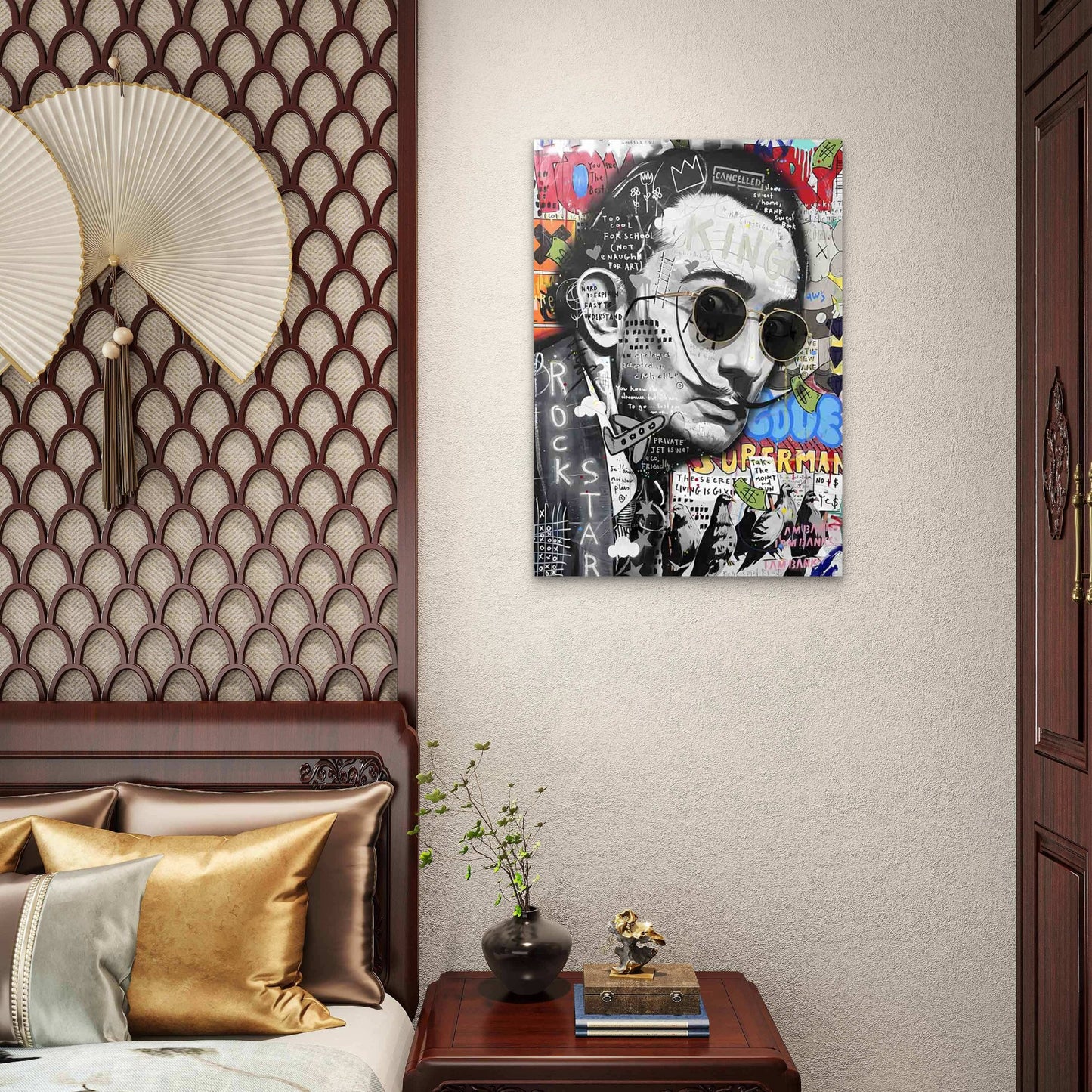 Dynamic Graffiti Creator Wearing Sunglasses 40x60cm Metal Print Ready to Hang