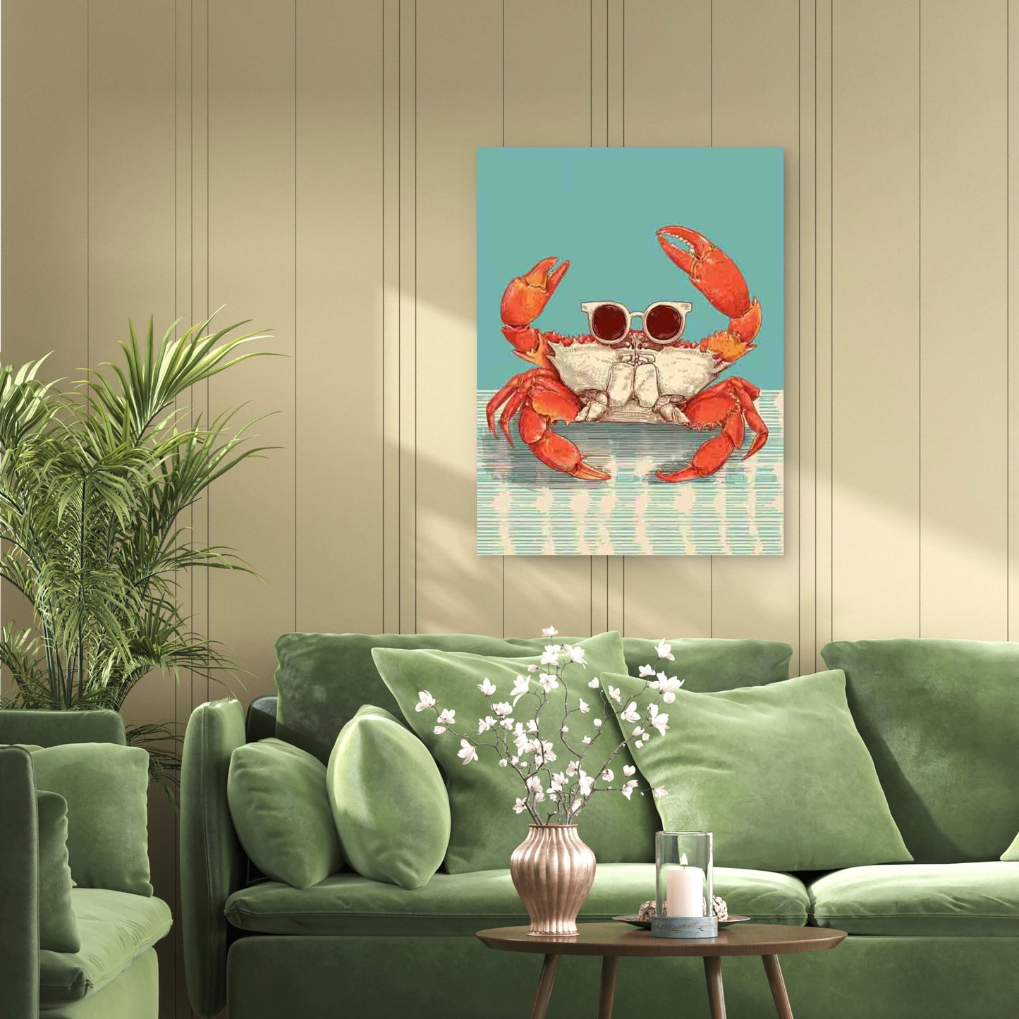 Crab Lover Club Vintage Seafood 40x60cm Metal Print Ready to Hang