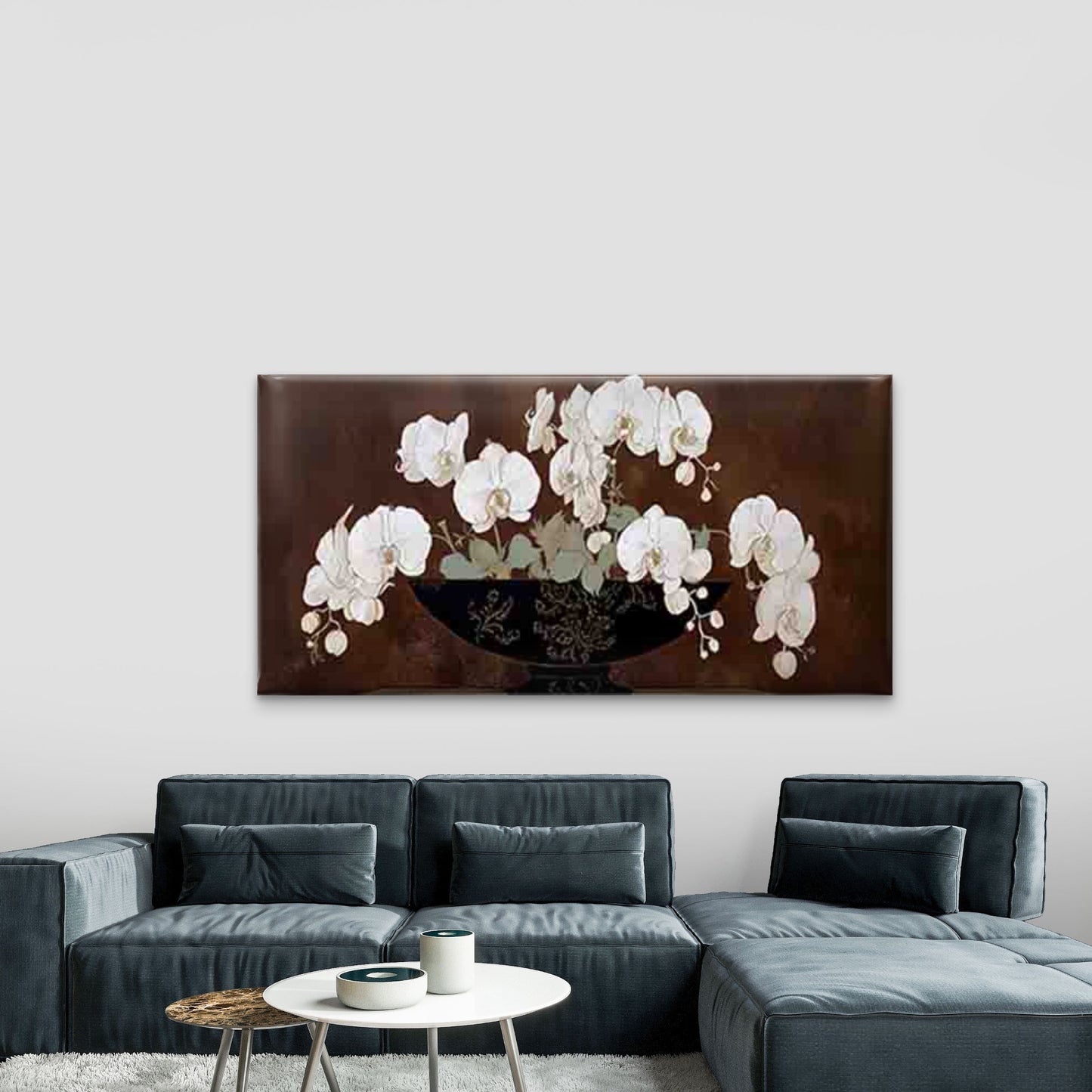 White Phalaenopsis Orchid Wall Art Canvas Office Home Room Framed 120x60cm - Bella Home Decor
