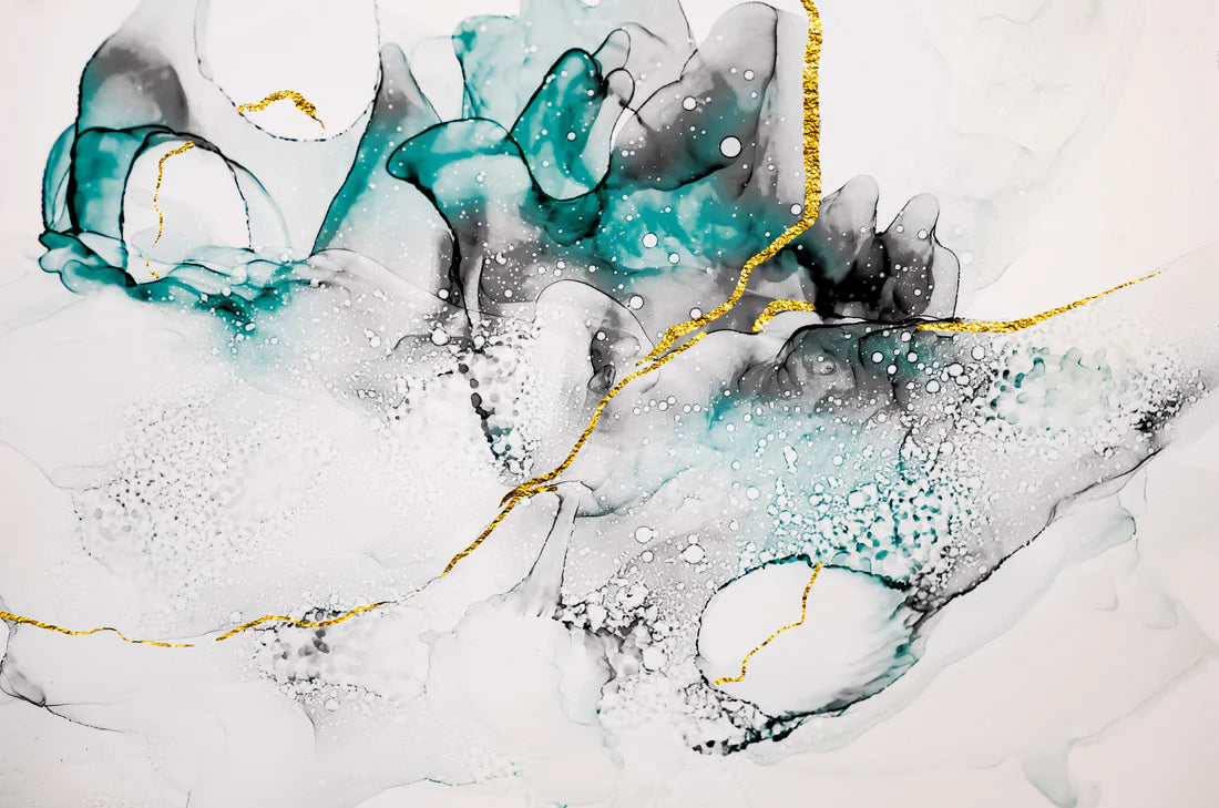 Green Black & Gold Abstract Design 90x60cm Print 100% Australian Made - Bella Home Decor