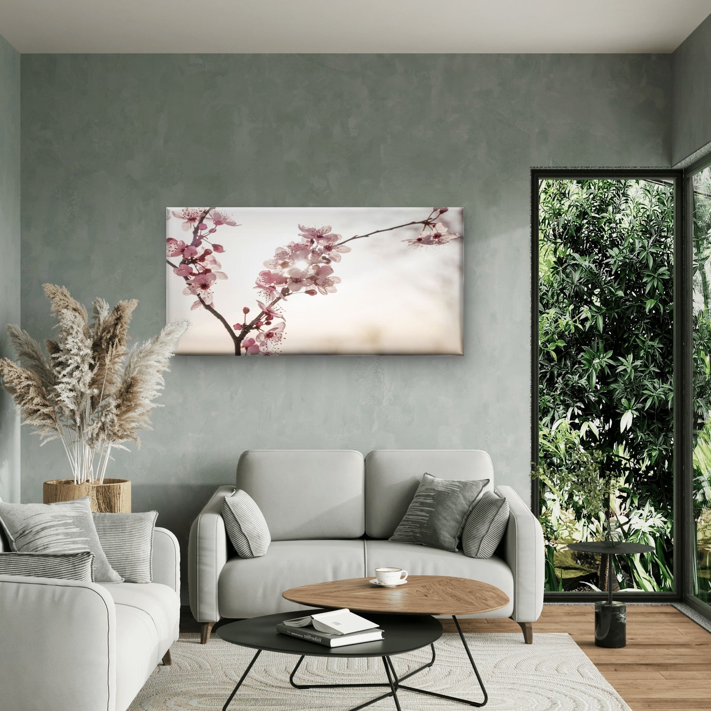 Beautiful Flowers With Sun Background Wall Art Canvas Office Home Room Framed 120x60cm